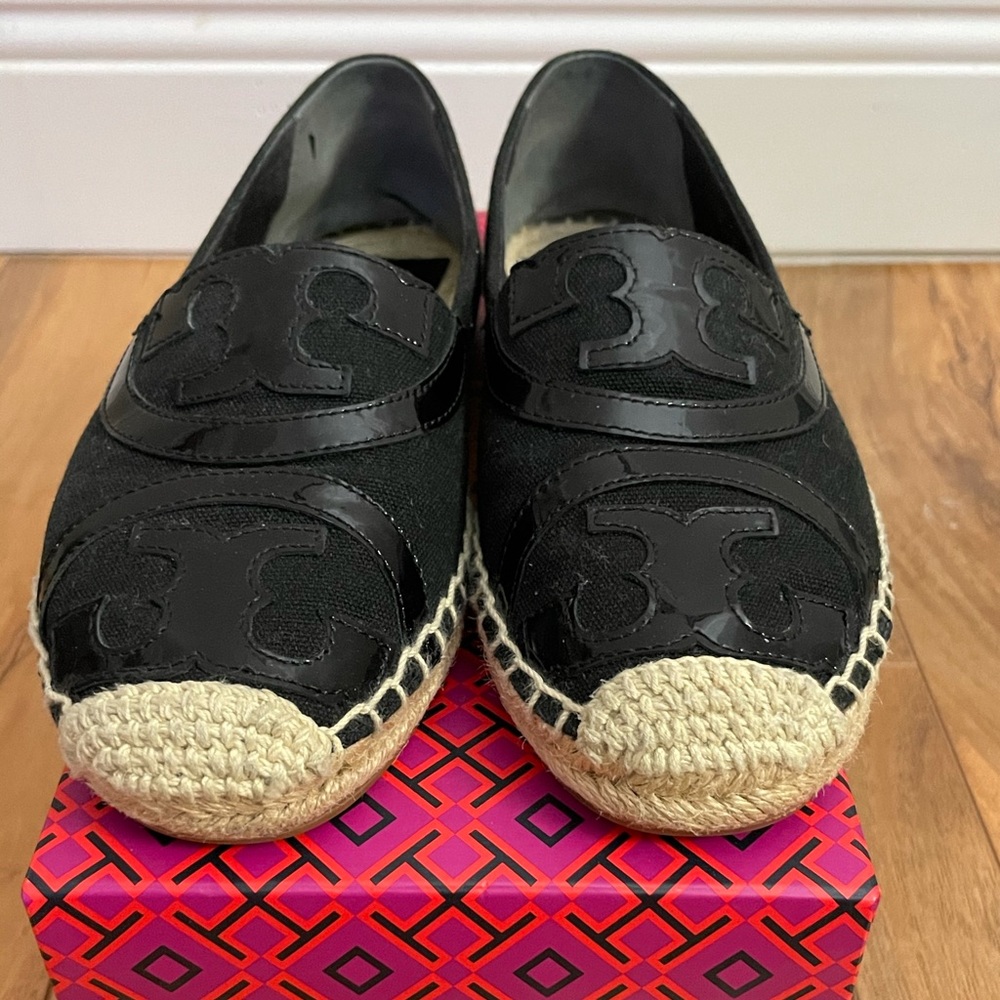 Black Tory Burch poppy espadrilles size 6